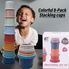 Educational Stacking Toy Set with Animal Relief Patterns