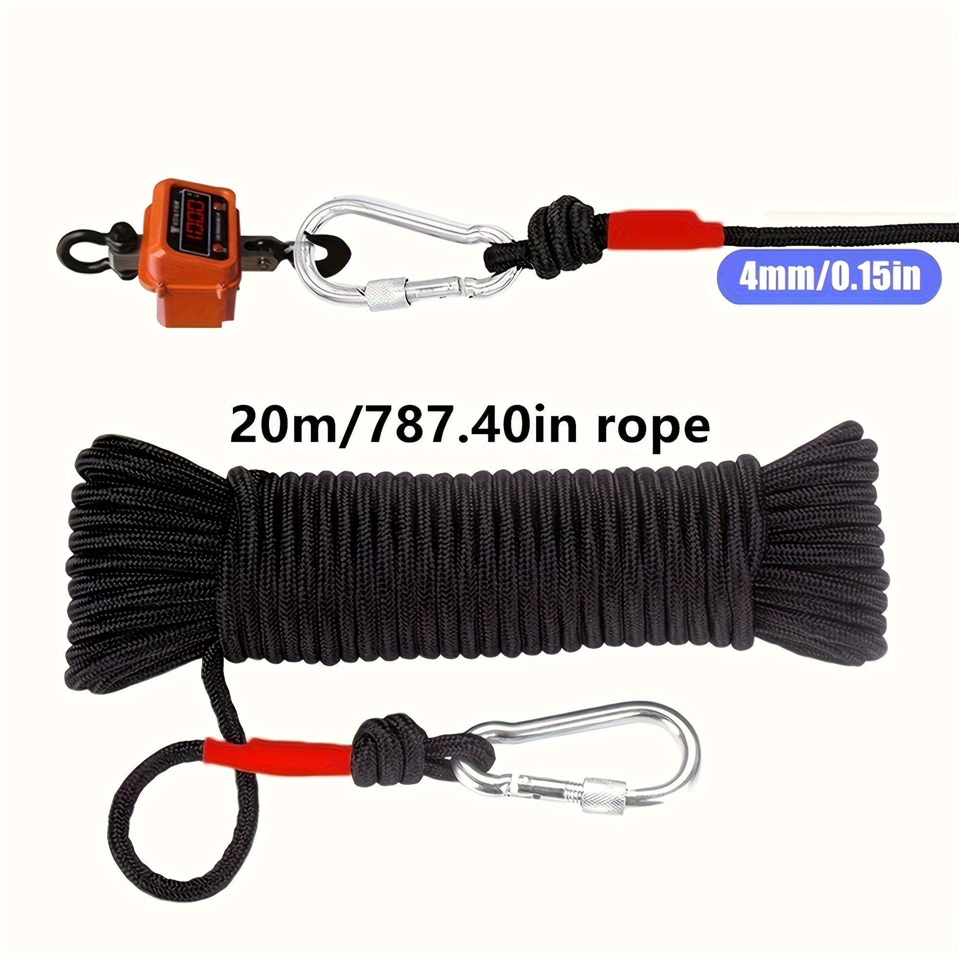 4pcs Fishing Magnet Kit - Outdoor Salvage Set With 65ft Rope, Gloves & Carabiner