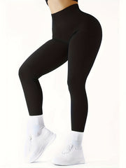Rib Knit Yoga Pants Slim Fit Seamless Fitness High Stretch