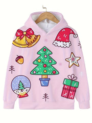 Cute Christmas Tree Jingle Bell Graphic Hoodie