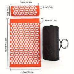 Orange Yoga Acupressure Massage Mat & Pillow Set for Muscle Relaxation