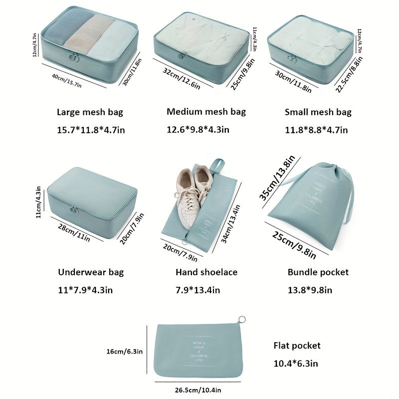 7pcs Clear Luggage Packing Organizer Lightweight Handheld Packing Cubes