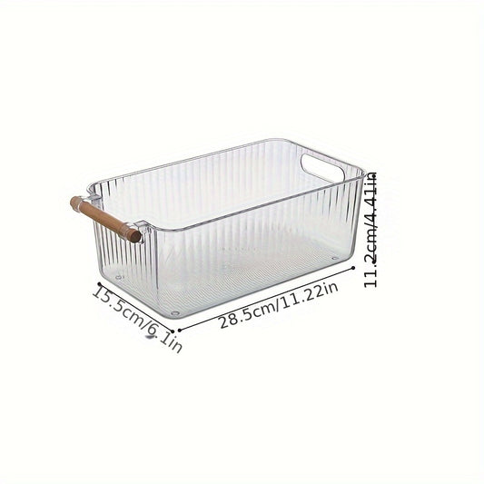 Striped Handle Wooden Kitchen Bathroom Storage Box
