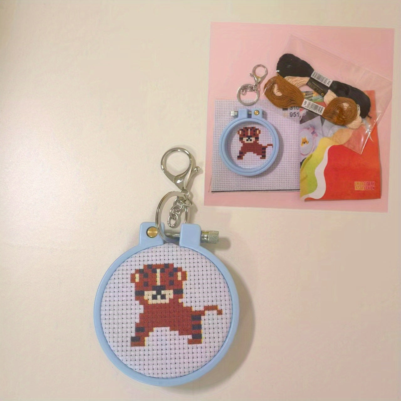Cartoon Cross Stitch Key Ring Kit for Bag Decoration