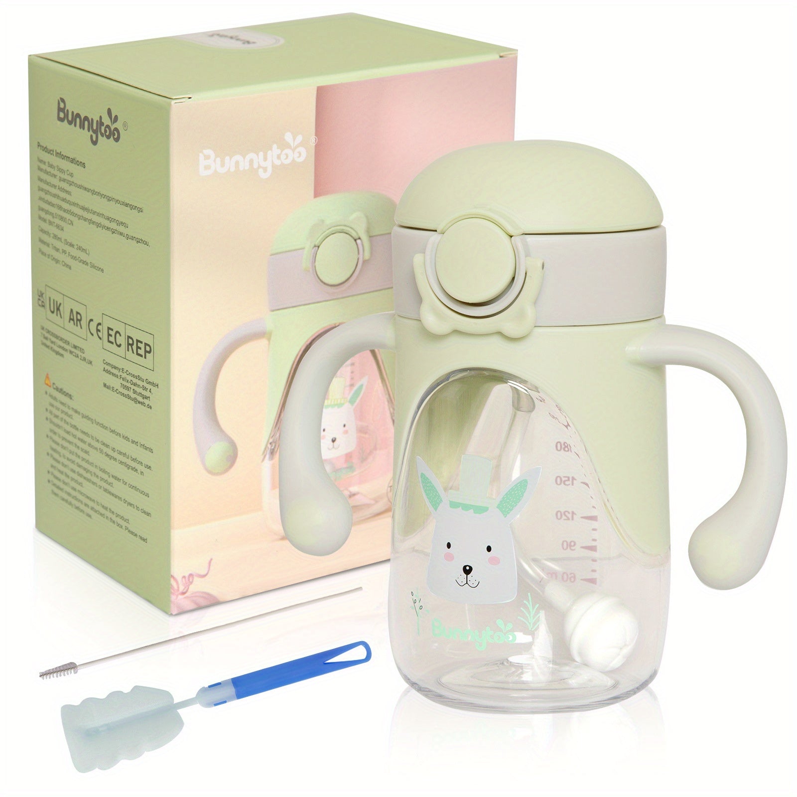 8oz Spill Proof Sippy Cup Weighted Straw Handle for 1 Year Olds