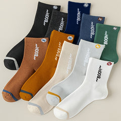 10 Pairs Men's Outdoor Crew Socks, Moisture Wicking Athletic Sports Socks