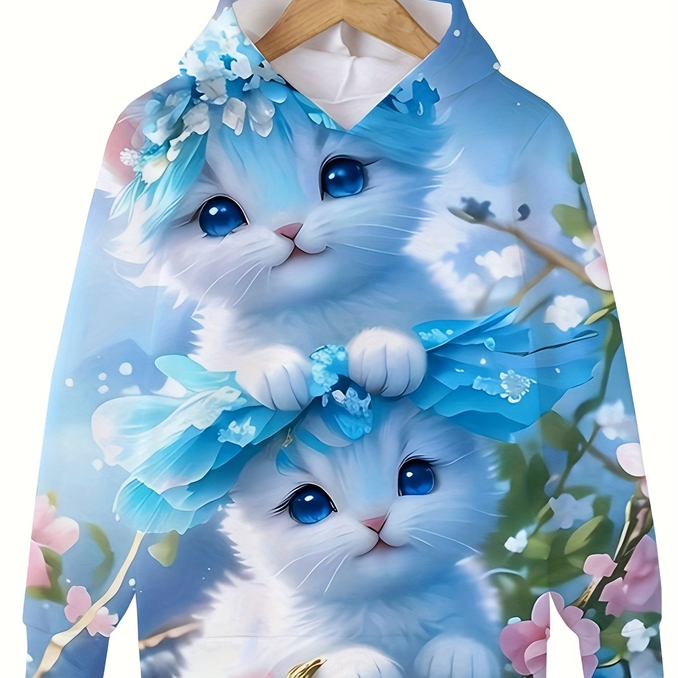Girls Kitty Friends Long Sleeve Hooded Sweatshirt