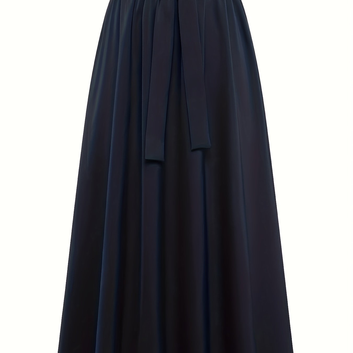 Solid Belted Maxi Skirt Pleated Versatile Women's Clothing