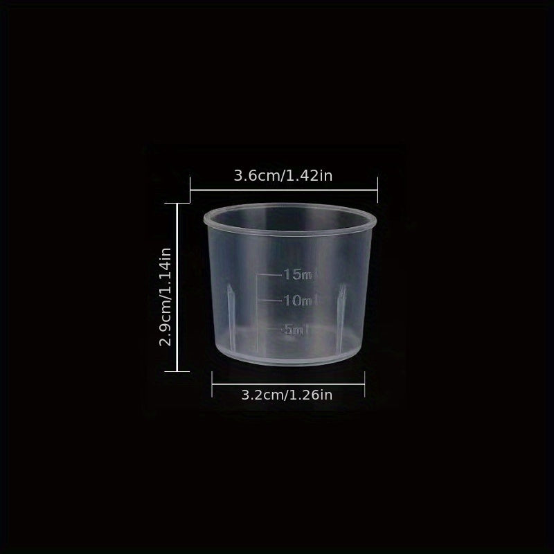20pcs Plastic Measuring Cup Graduated Cup, Small & Transparent, 10-200ml