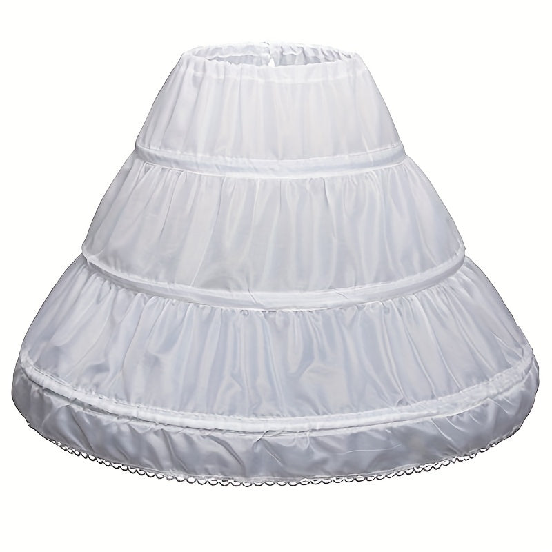 Kids Petticoat A Line 3 Hoops One Layer Lace Trim Dress Underskirt