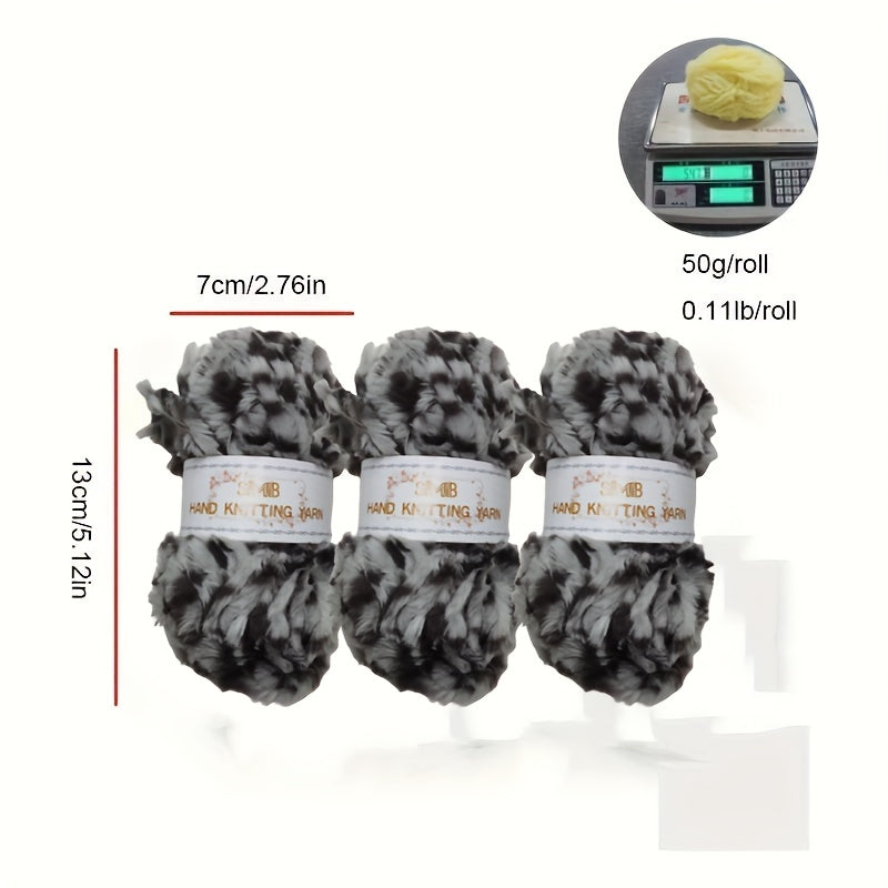 3pcs Soft Thick Mink Fur Faux Fur Eyelash Yarn 50g X 3