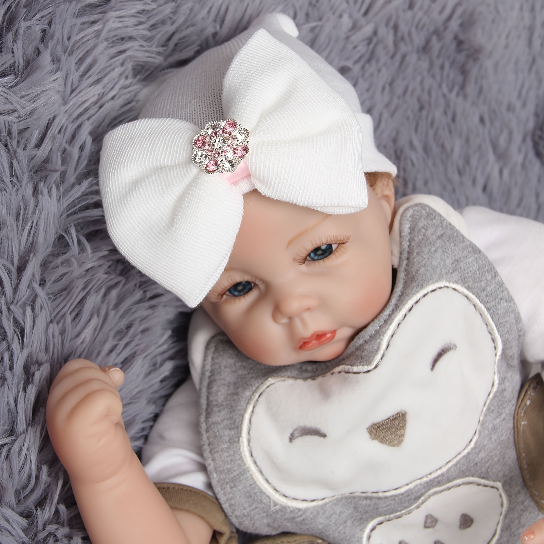 Striped Knit Head Wrap with Rhinestones for Baby Girls