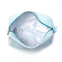 23CM Seersucker Cosmetic Bag Pink Striped Makeup Storage Women Travel Dom103059