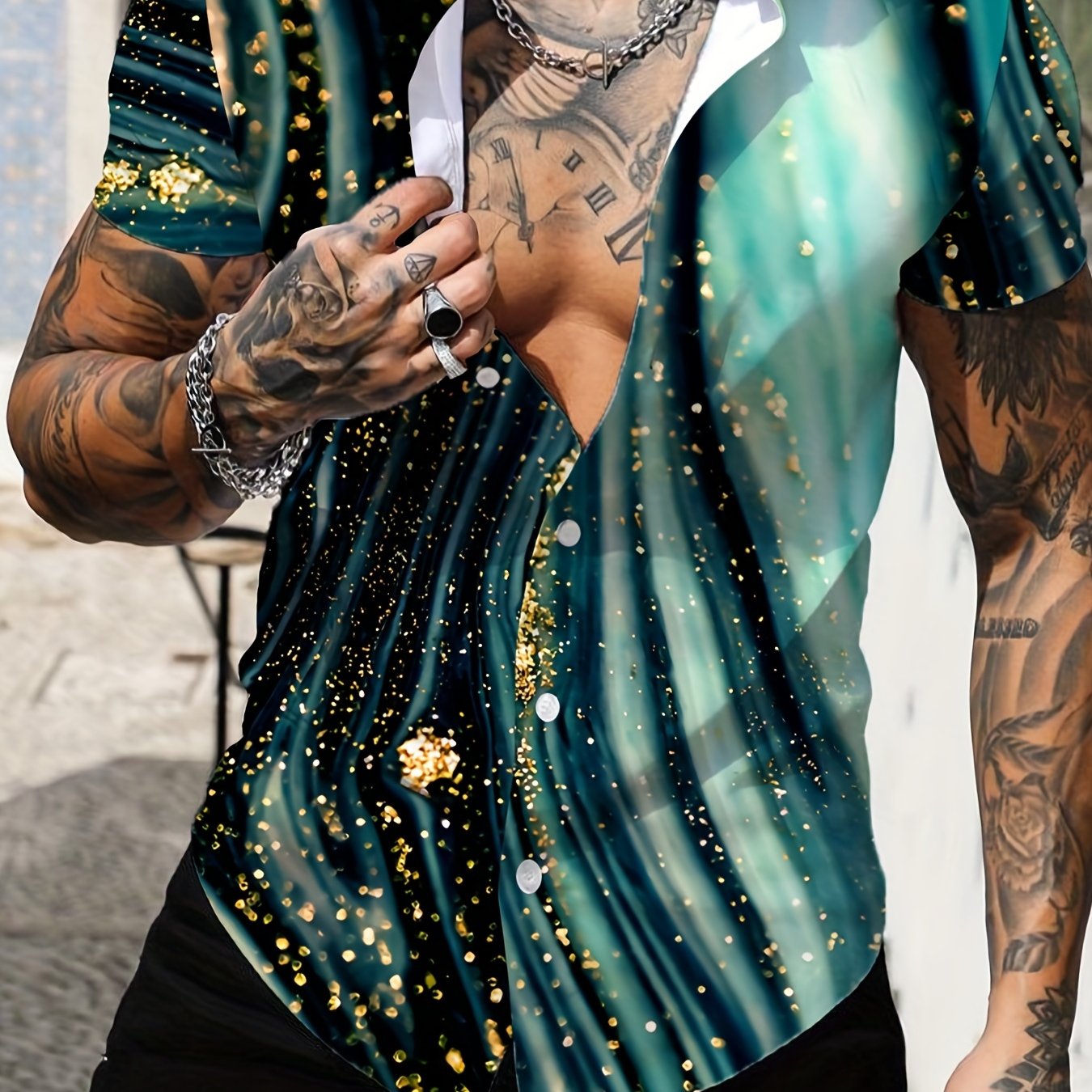 Abstract Print Men's Casual Short Sleeve Shirt
