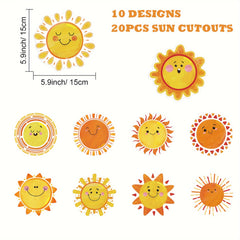 20 PCS Sun Cutouts Bulletin Board Decoration DIY Art Crafts School Theme Party