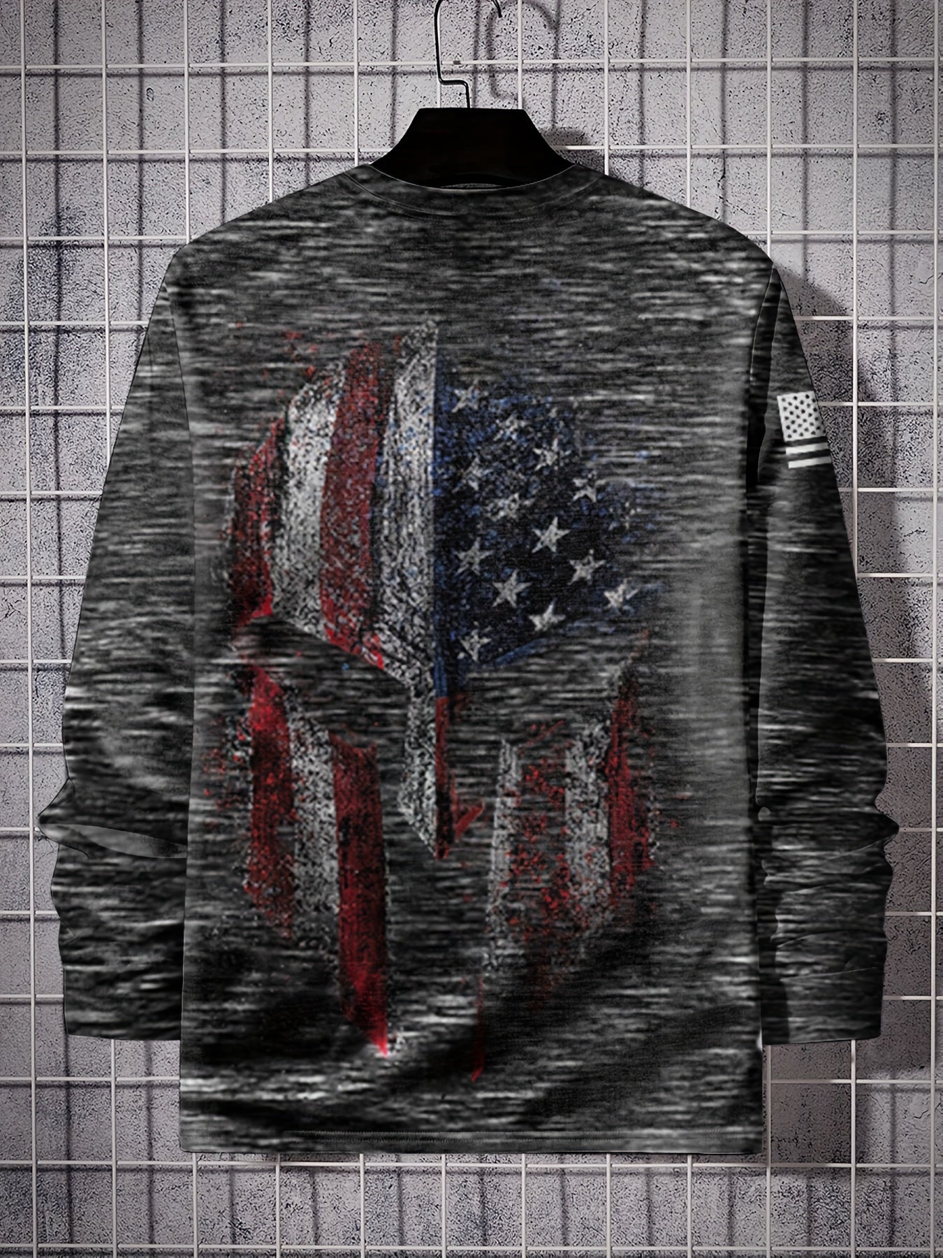 Helmet Print Men's Long Sleeve Tee for Autumn