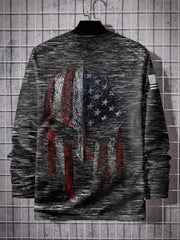 Helmet Print Men's Long Sleeve Tee for Autumn