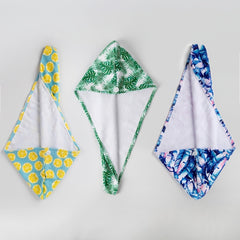 Tropical Patterned Microfiber Hair Towel & Shower Cap Set