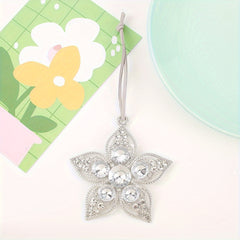 1pc Rhinestone Flower Christmas Tree Pendant Metal Decoration Supplies