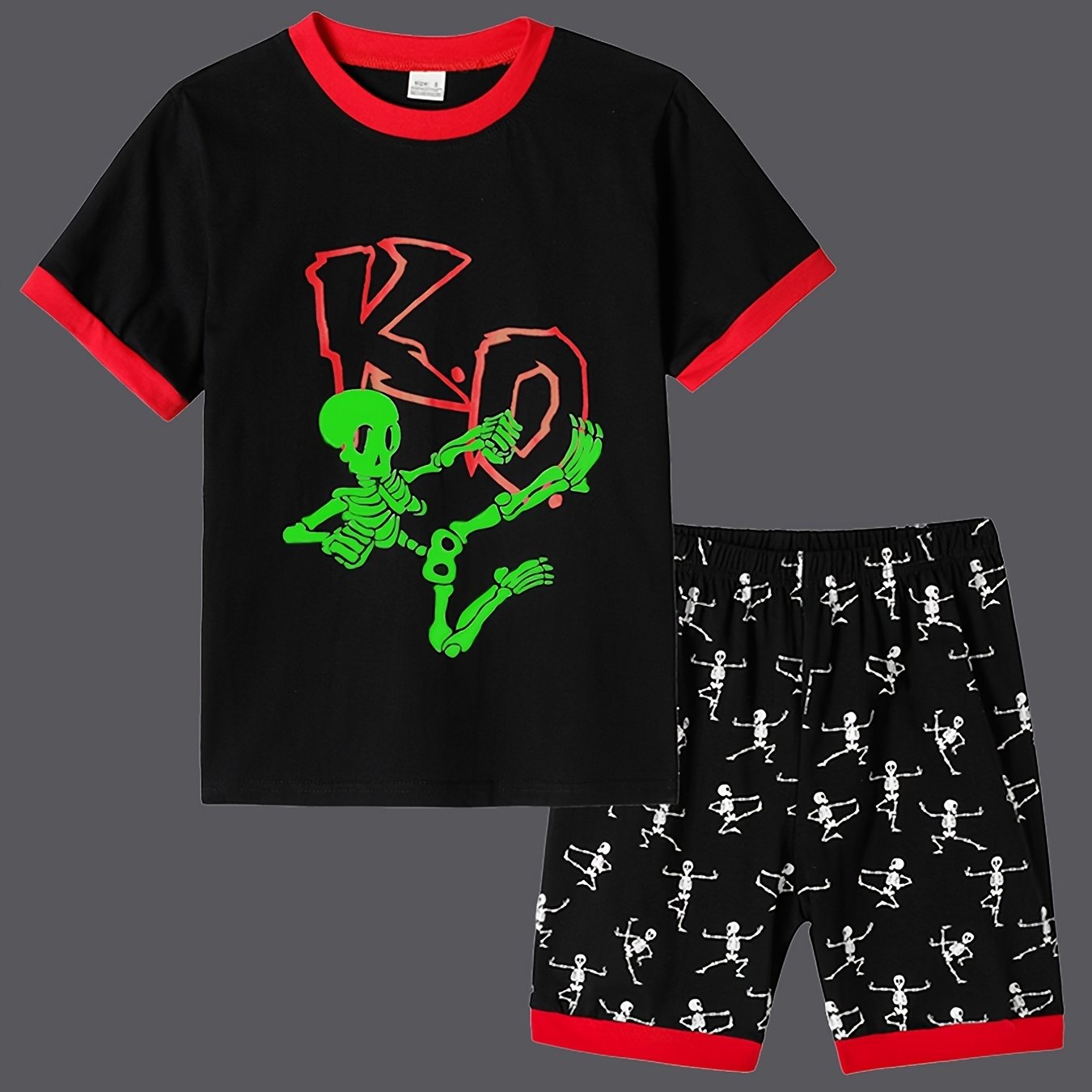 Boys Luminous Kung Fu Skull Pajamas Set
