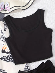 Girl's 3pcs Cartoon Animal Print Set Short Sleeve Top Casual Outfit