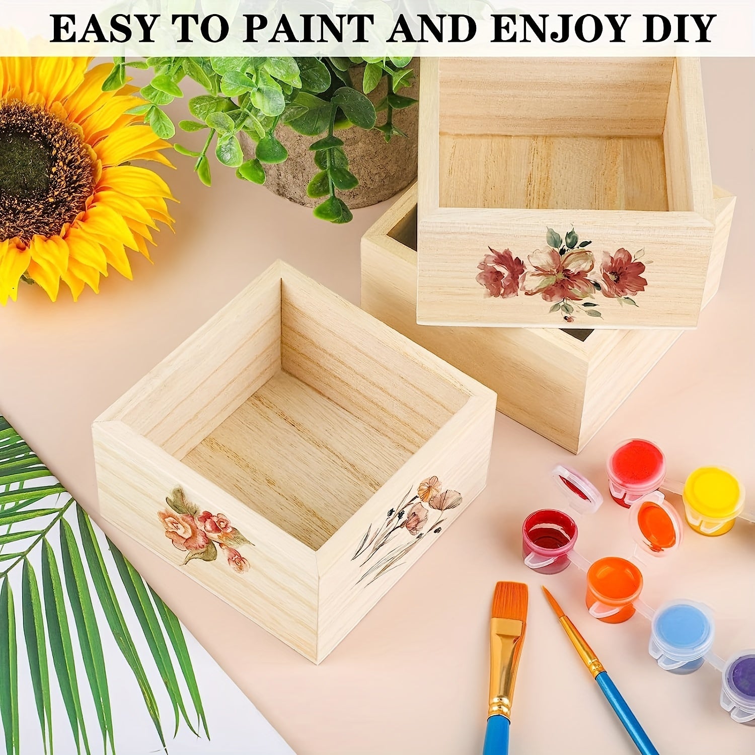 1pc Small Flat Wooden Box DIY Process Storage Box Collectibles