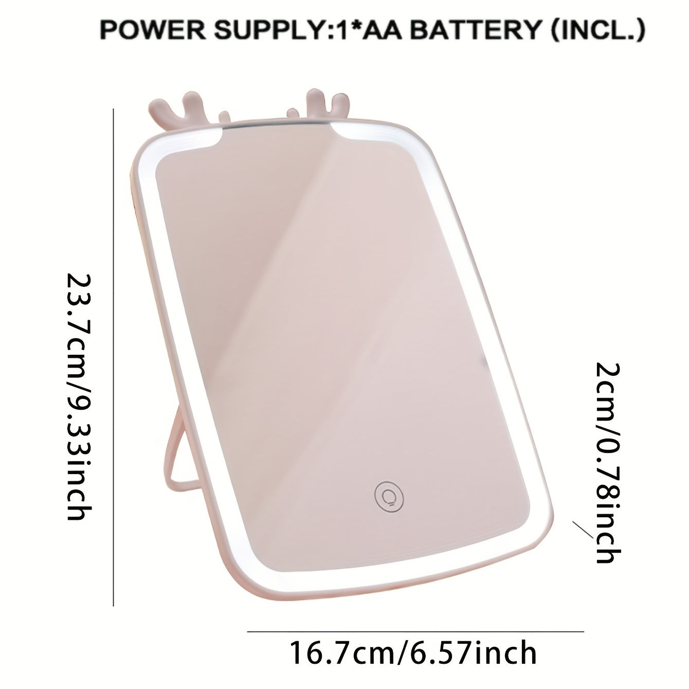 LED Light Makeup Mirror Antlers Decor Square Rechargeable Beauty Mirror