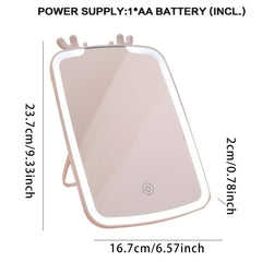 LED Light Makeup Mirror Antlers Decor Square Rechargeable Beauty Mirror