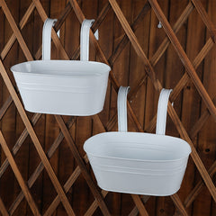 Metal Hanging Flower Pots Wall Mounted Garden Bucket with Hooks