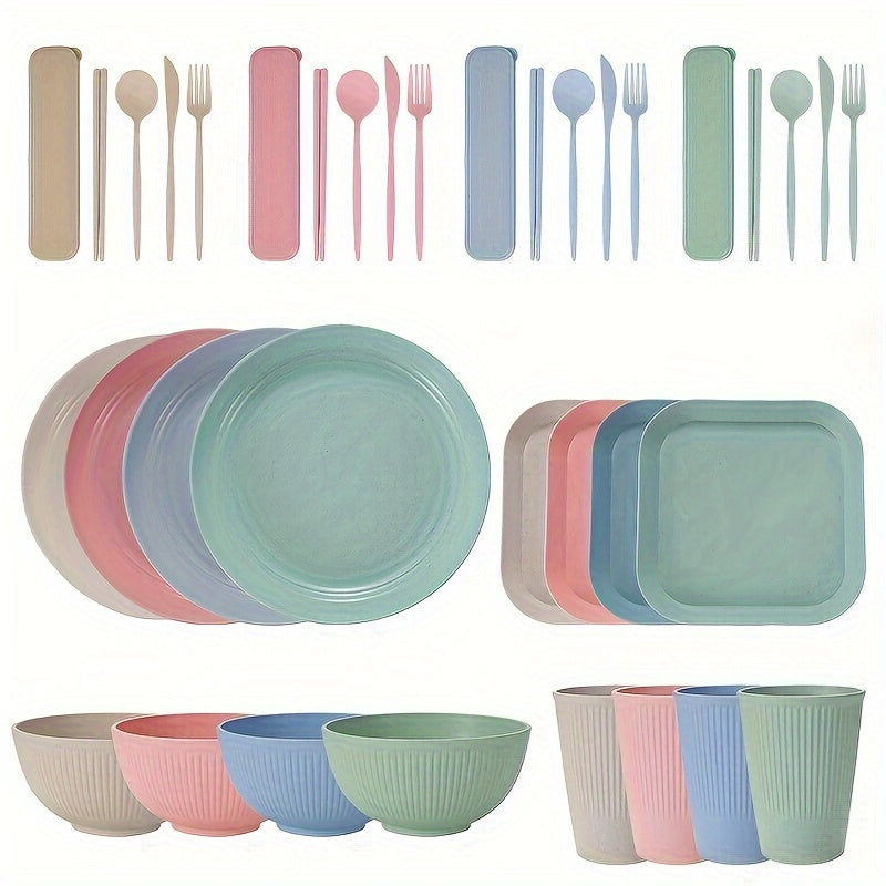 36pcs Outdoor Camping Tableware Set Lightweight Reusable Cutlery Set