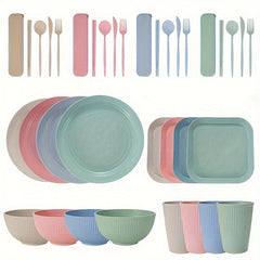 36pcs Outdoor Camping Tableware Set Lightweight Reusable Cutlery Set