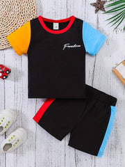 Toddler Boys T-shirt Shorts Set Casual Outfit Contrast