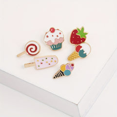 Summer Ice Cream Strawberry Cartoon Brooch Fun Badge Backpack Lapel