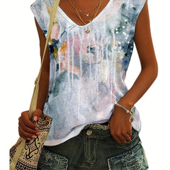 Floral Print V-Neck Tank Top for Women