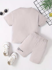 Cute Letter Print T Shirt & Comfy Shorts Set for Girls