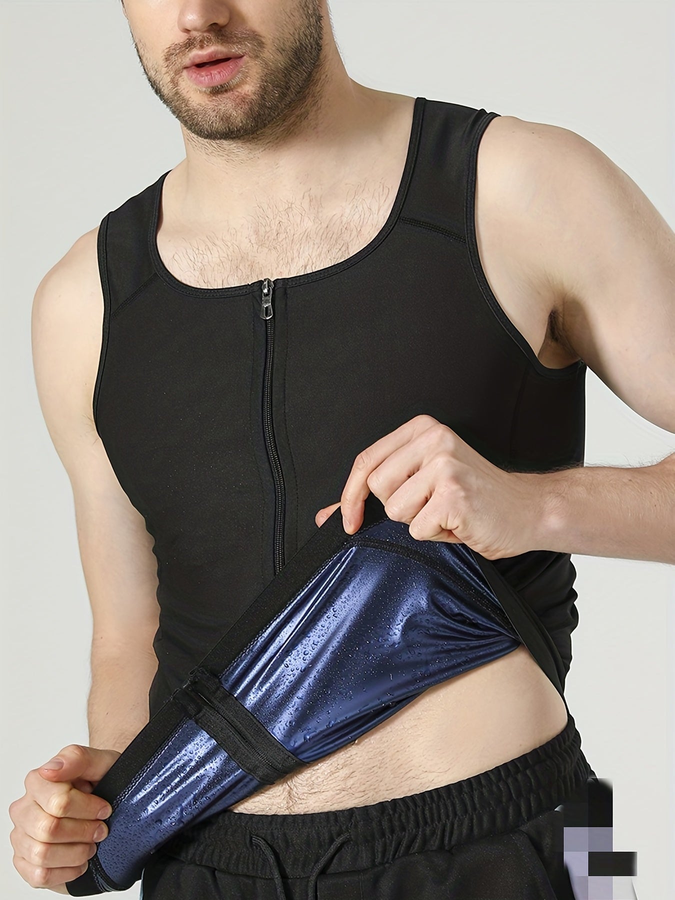 Men's Sauna Sweat Workout Vest Top Full Zip Body Shapewear Gym Training