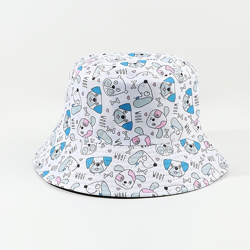 Dog Print Bucket Hat Lightweight Summer Sun Visor Cap