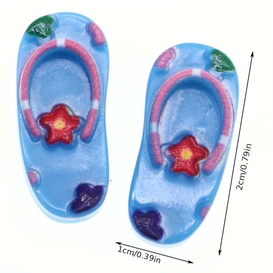 Resin Slipper Model with Tiny Beach Scene & Flip Flop Accessories for Dollhouses