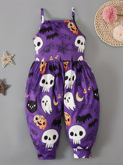 Girls' Halloween Bat Cami Jumpsuit - Sleeveless Cartoon Print