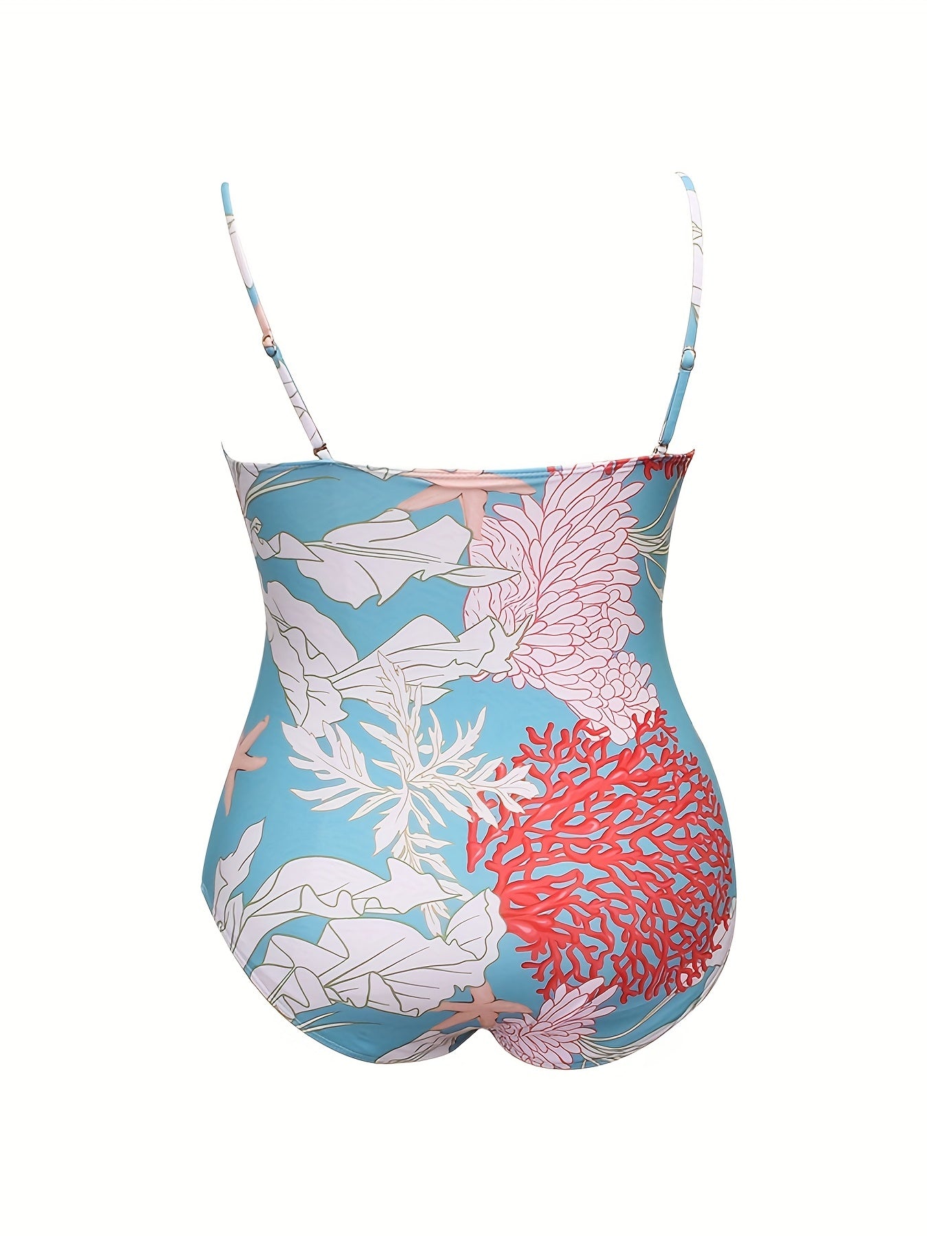 Coral Print Cut Out One Piece Swimsuit