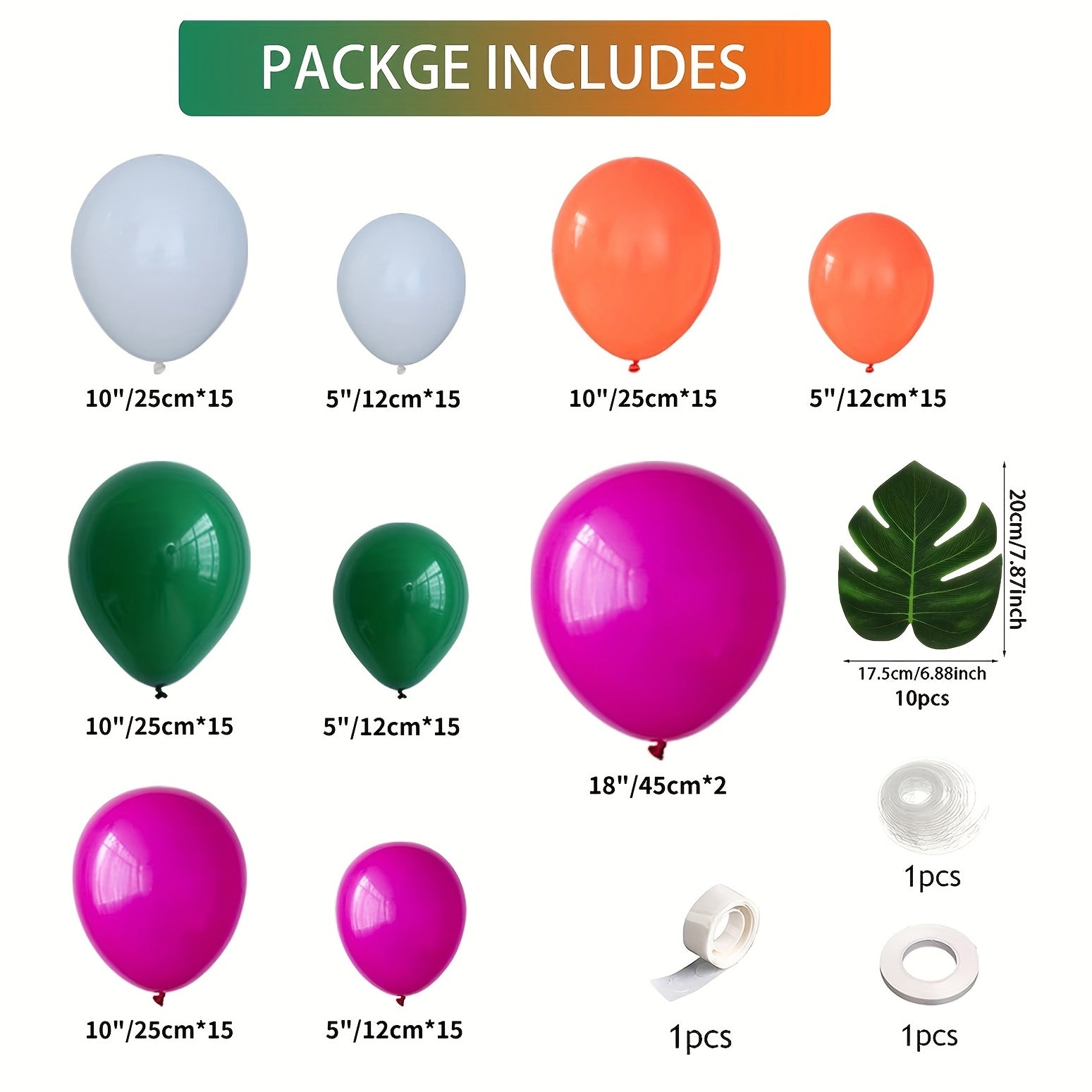 135pcs Hawaiian Tropical Theme Balloons Garland Kit Summer Baby Shower Birthday