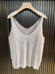 Women's Knitted V Neck Tank Top Sleeveless Casual Summer Top