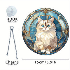 Acrylic Halloween Cat Round Stain Window Hanging