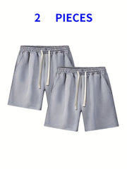 2pcs Men's Drawstring Summer Shorts