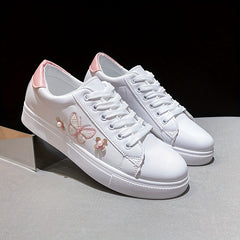 Women's Butterfly Flat Skate Shoes Faux Pearl Decor Low Top Sneakers