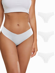 3pcs Seamless Solid Briefs Women's Panties