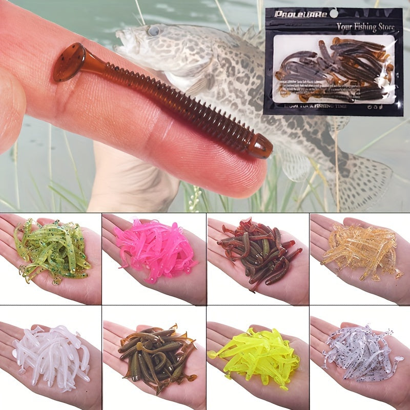 20pcs Soft Fishing Worms 0.8g Artificial Bait Swimbaits for Carp Bass