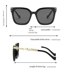 Square Metal Sunglasses Women Hollow Chain Eyewear