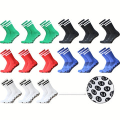 3 Pairs Non Slip Soccer Socks Breathable Sports Crew Socks Grip