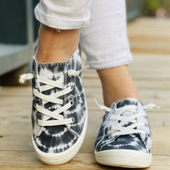 Women's Tie Dye Canvas Shoes Lace Up Low Top Lightweight Sneakers